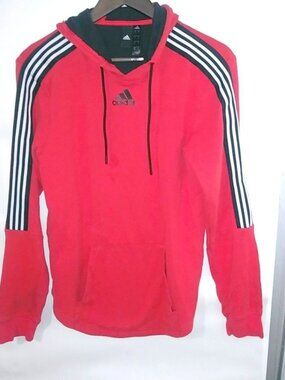 Adidas S Mens Red Black Hoodie Sweatshirt